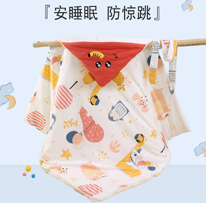 隆利毛巾嬰兒純棉抱被可愛(ài)卡通加厚秋冬季新生寶寶針織包被防驚跳